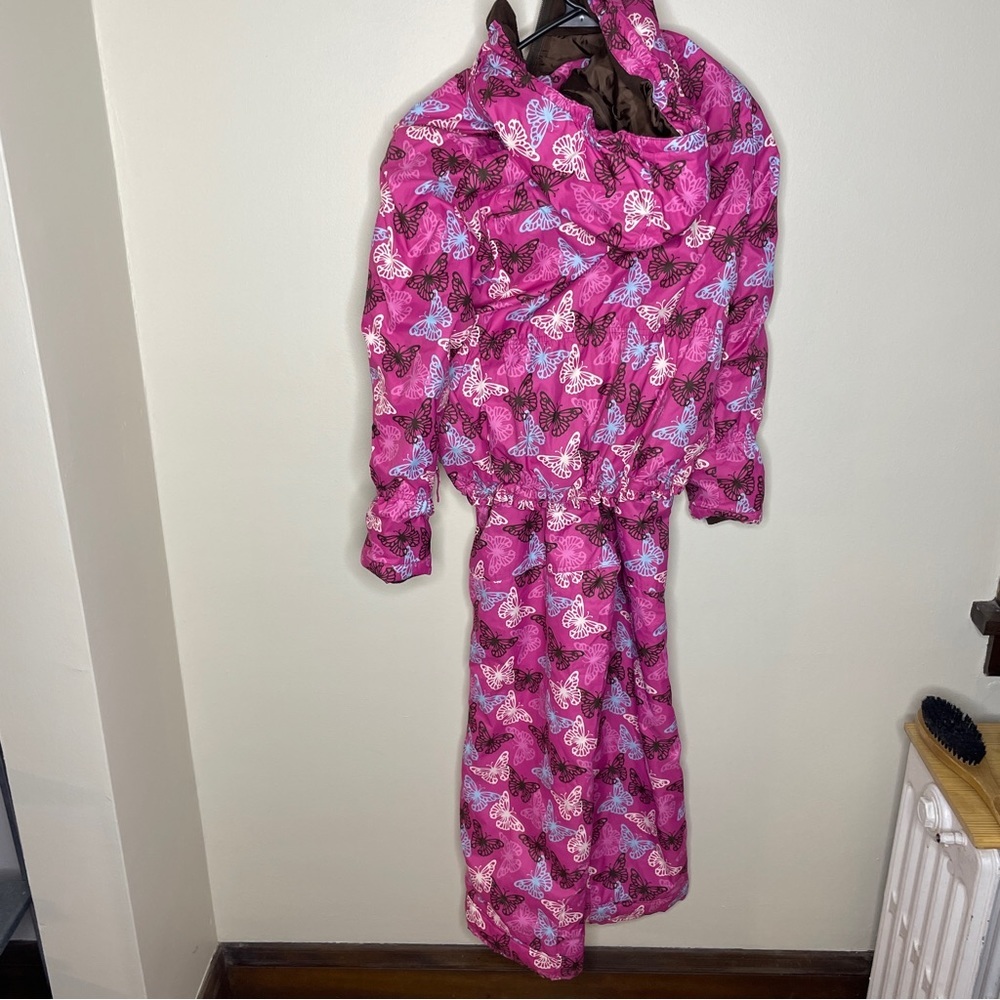 Garnet Hill Snow Suit Pink Butterflies Size 12 - Picture 2 of 6